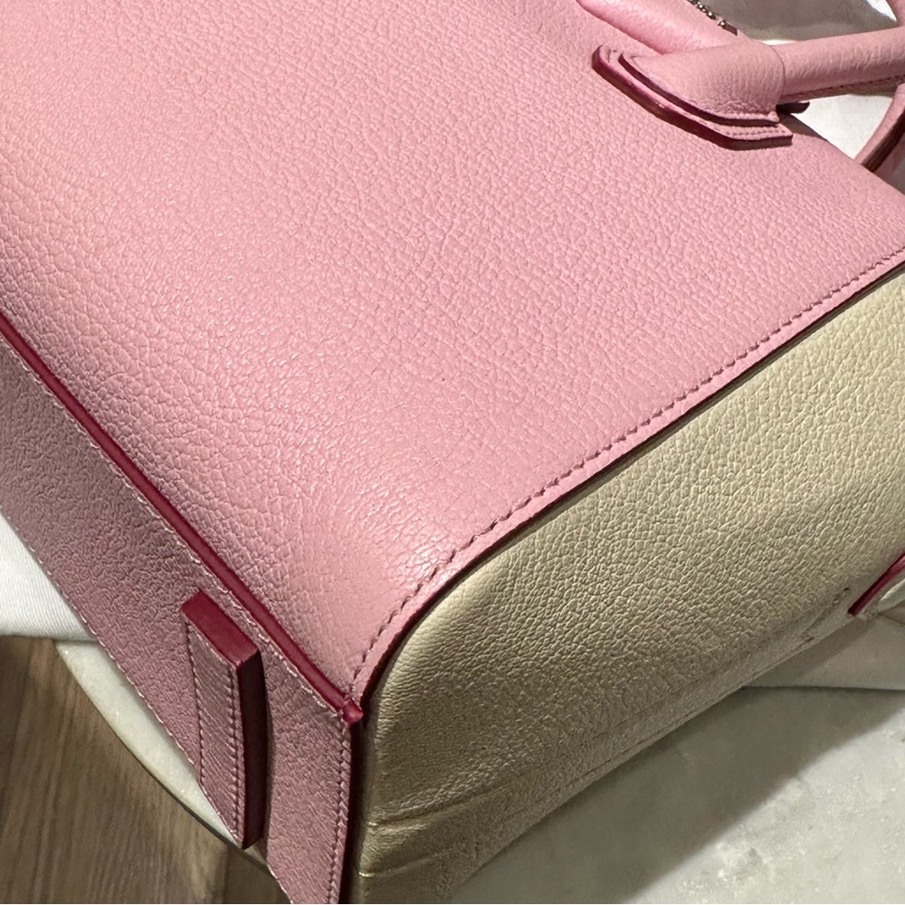 AUTH GIVENCHY PARIS PINK WHITE BICOLOR LEATHER MINI PANDORA BAG TOTE ZIP BAG - Picture 13 of 16
